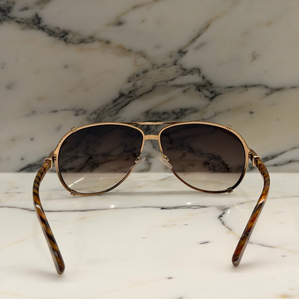 Dior Gold Frame Aviator Sunglasses with Brown Gradient Lenses - Picture 4 of 7